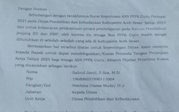 Dugaan Maladministrasi Pendaftaran Calon P3K 2024 di Disdik Aceh Besar