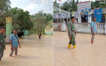 Babinsa Dolok Masihul Monitoring Kondisi Banjir di Bukit Cermin