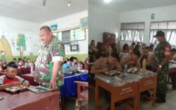 Babinsa Kodim DS Dampingi Pelaksanaan Makan Sehat Bergizi Gratis di Dua Sekolah