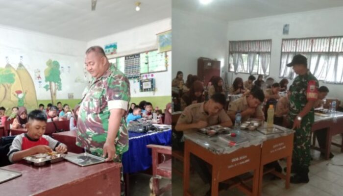 Babinsa Kodim DS Dampingi Pelaksanaan Makan Sehat Bergizi Gratis di Dua Sekolah