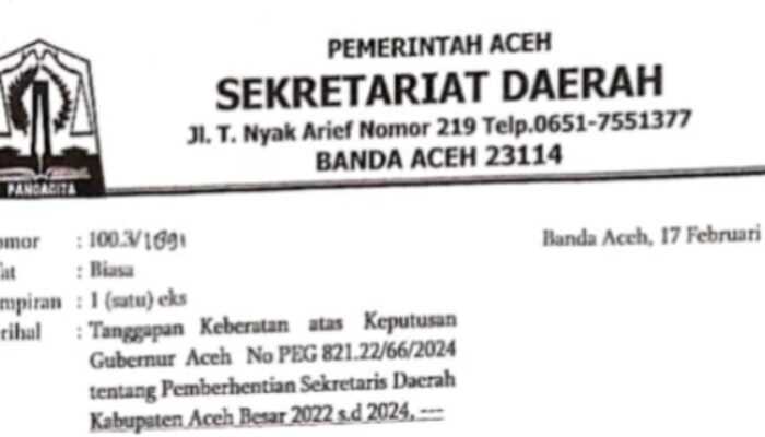 Sekda Aceh Tanggapi Keberatan atas Pemberhentian Sekda Aceh Besar