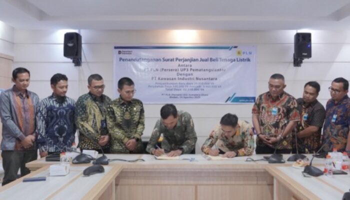Perkuat Kolaborasi, PLN UP3 Pematang Siantar, PLN Electricity Services, dan PT KINRA Teken MoU Jual Beli Tenaga Listrik 32,51 MVA