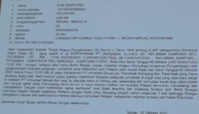 Polisi Didesak Tangkap Para Pelaku Penganiaya Dua Jurnalis di Depan PT Universal Gloves