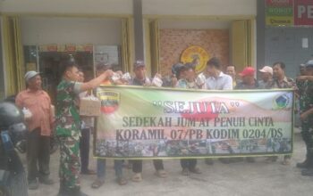 Kodim DS Bagikan 173 Nasi Bungkus Lewat Program Jumat Sejuta di Perbaungan