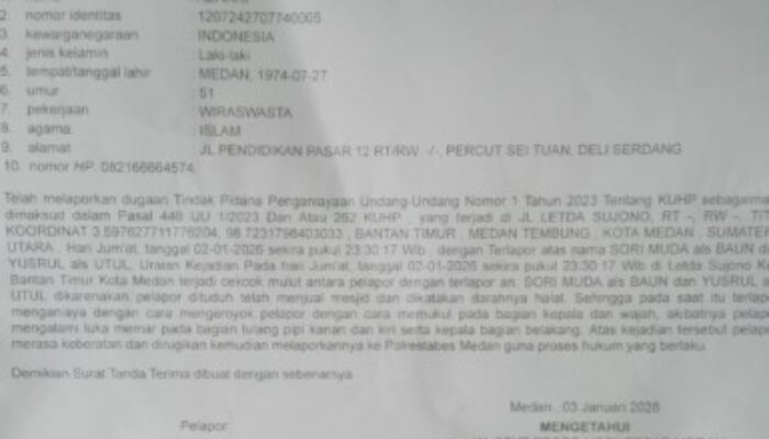 Korban Pengeroyokan di Medan, Ketua Umum BP FORMI Lapor ke Polisi