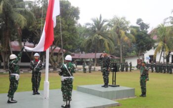 Kodim 0204/DS Laksanakan Upacara Bendera Mingguan