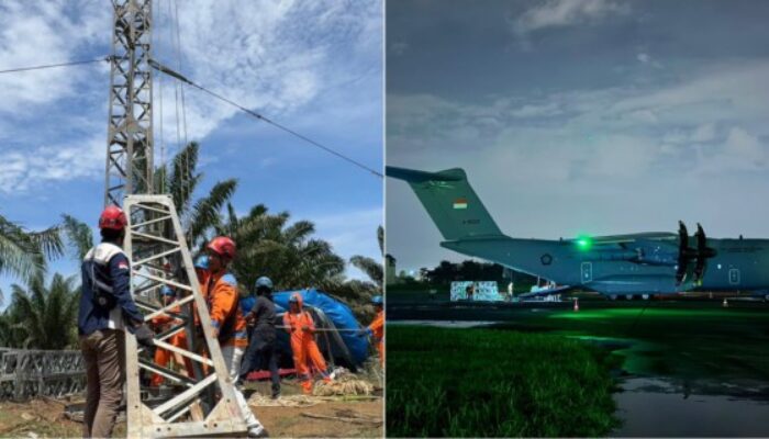 Hercules dan A-400M Angkut 7 Tower Darurat PLN ke Sumut
