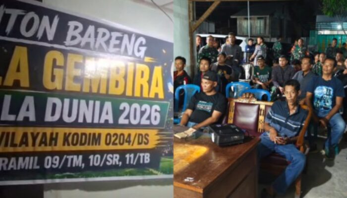 Seru! Personel Kodim DS dan Warga Nobar Piala Dunia 2026