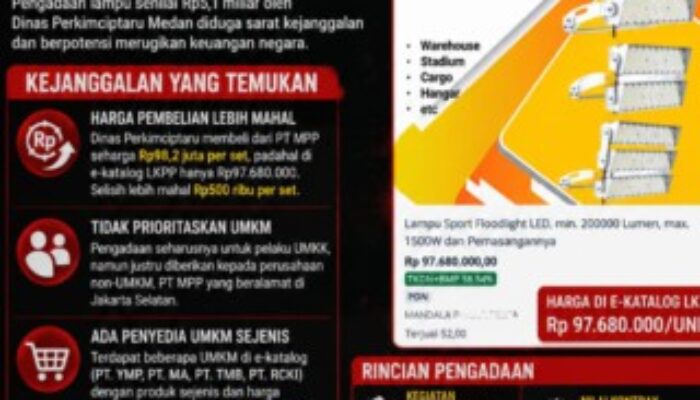 Pengadaan Lampu Stadion Kebun Bunga Rp5,1 Miliar Dipersoalkan