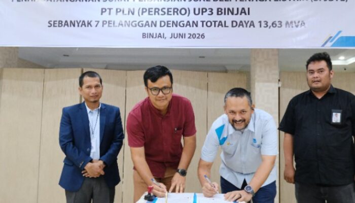 PLN Binjai Teken Kontrak Listrik 13,63 MVA dengan 7 Perusahaan