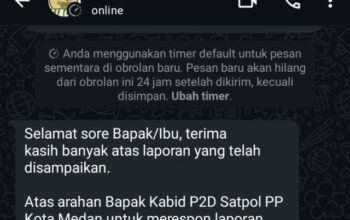 Kabid P2D Satpol PP Medan Balas Konfirmasi ke Call Center