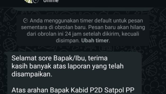 Kabid P2D Satpol PP Medan Balas Konfirmasi ke Call Center