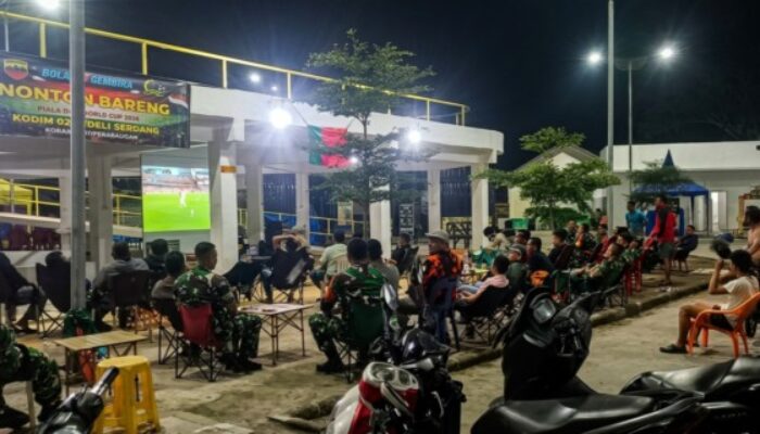 Spanyol Bekuk Portugal 1-0, Serunya Nobar Piala Dunia 2026 Bareng Danramil Perbaungan
