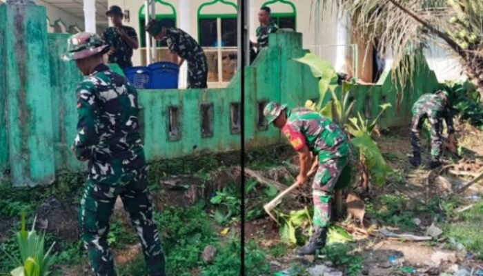 Babinsa Koramil 16/DMS Bersama Warga Gelar Sabtu Bersih