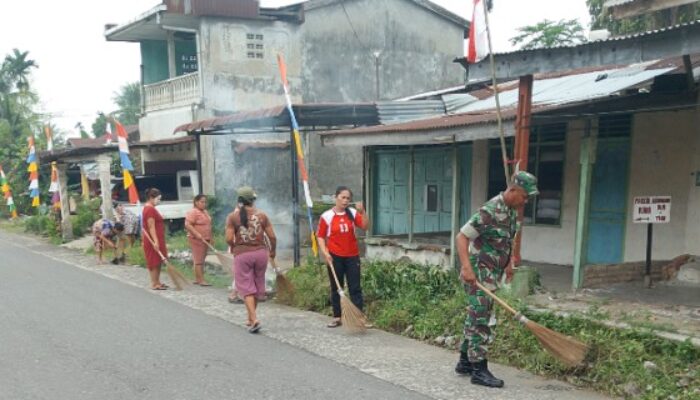 Babinsa Kutalimbaru Ajak Warga Dusun 1 Gotong Royong
