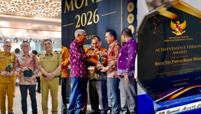 Raih Predikat Informatif, Kadis Kominfo Medan Arrahmaan Pane Terima Penghargaan KI Sumut Award 2026