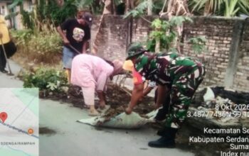 Babinsa Kodim DS dan Warga Firdaus Laksanakan Gotong Royong